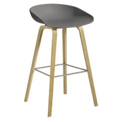 HAY Tabouret About A Stool AAS32, 75 cm, Chêne Laqué - Gris