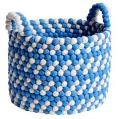 HAY Corbeille En Perles Avec Poignées, 40 cm, Blue Dash