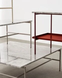 HAY Table D’appoint Rebar 75 x 44 cm, Barn Red - Marbre Gris -Hay Magasin Rebar Coffee Table family detail 3