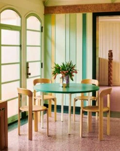 HAY Table Two-Colour, 120 Cm, Ivoire - Vert Menthe -Hay Magasin Rey Chair golden wb lacquer Two Colour green mint tabletop ivory powder coated steel legs Arcs Vase mirror