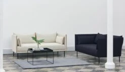 HAY Canapé Silhouette 2 Places, Coda 100/Silk Cognac - Acier Noir -Hay Magasin Silhouette Sofa Uph Coda 100 piping cognac leather Silhouette Sofa Uph Remix2 0373 Piping black leather V02 1