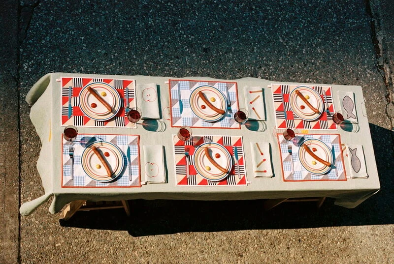 HAY Set De Table Sobremesa, Carreaux, Bleu 2 HAY Set De Table Sobremesa, Carreaux, Bleu – Image 2