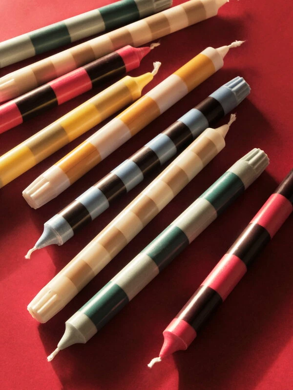 HAY Bougies Stripe, Lot De 4, Vert 5 HAY Bougies Stripe, Lot De 4, Vert – Image 5