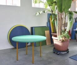 HAY Table Two-Colour, 105 Cm, Ocre - Vert Menthe -Hay Magasin Two Colour Booklet 9 1